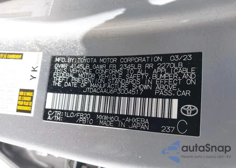 2023 Toyota Prius Le from USA, damaged, VIN JTDACAAU6P3004517